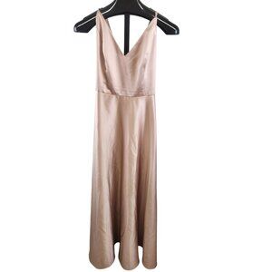 Elegant Pink / Tan Criss-Cross Strap A- Line Dress